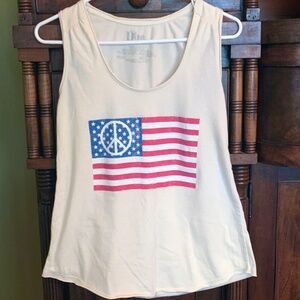 DOE. Americana Flag/Peace Sign Screened Tank Top S